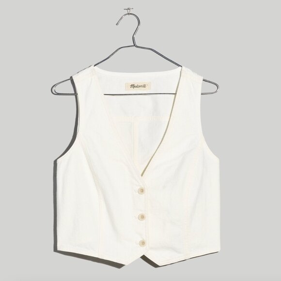 Madewell Katrina Denim Crop Vest Top in Tile White - Picture 1 of 4